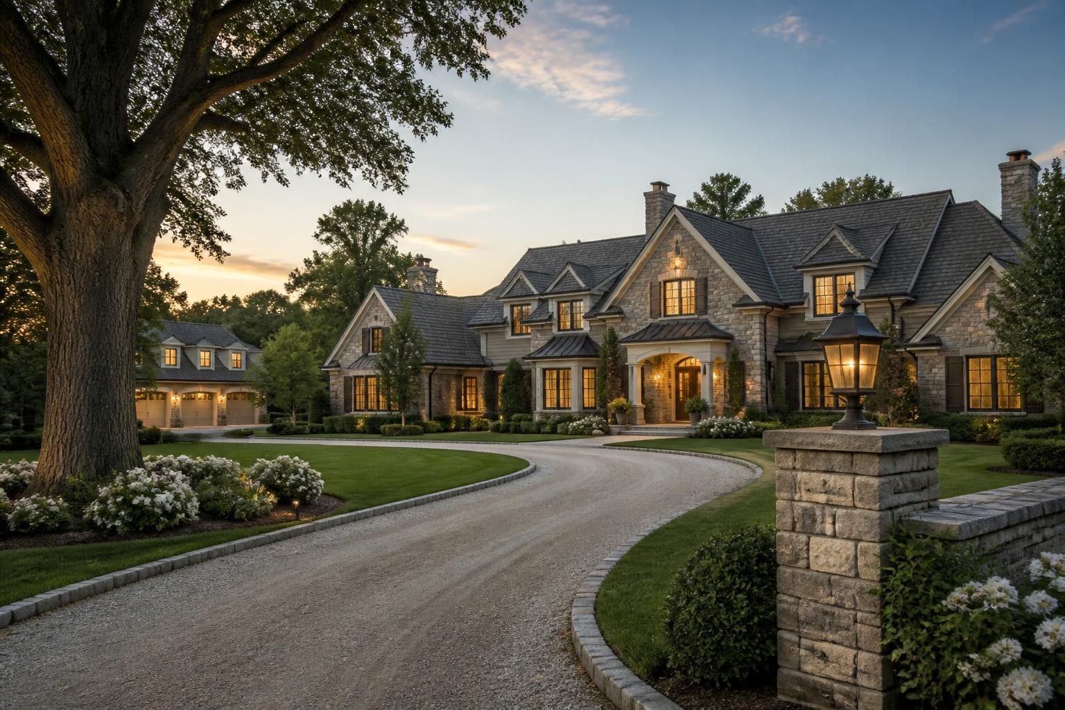 Upscale estate homes with lush landscaping and refined outdoor spaces.